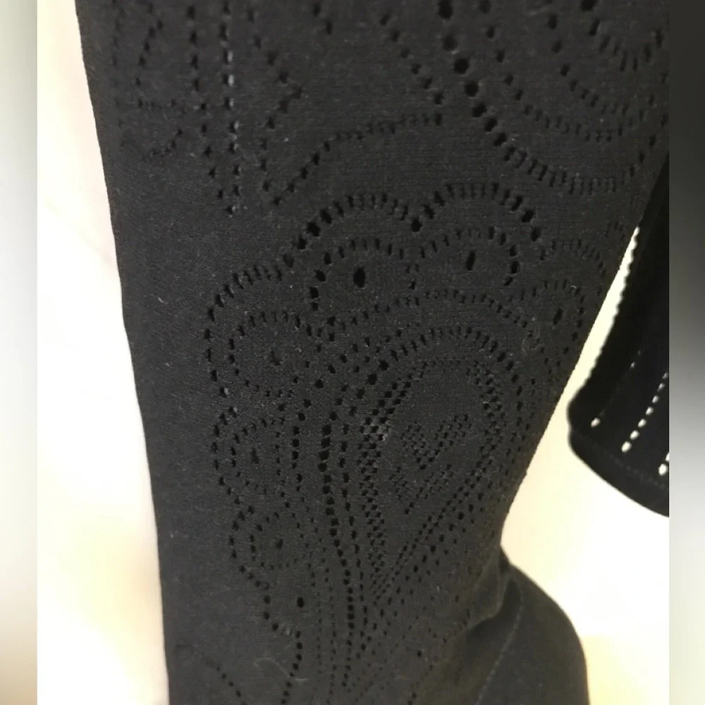 Donald J Pliner Elektra Black Crepe Elastic Over The Knee Boots RARE